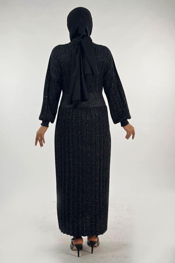 Hijab clothing BLACK KNITWEAR DRESS T 22381 - TRENDTESETTÜR