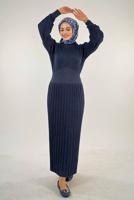 Tesettür giyim LACİVERT TRİKO ELBİSE T 22381