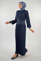 Tesettür giyim LACİVERT TRİKO ELBİSE T 22381