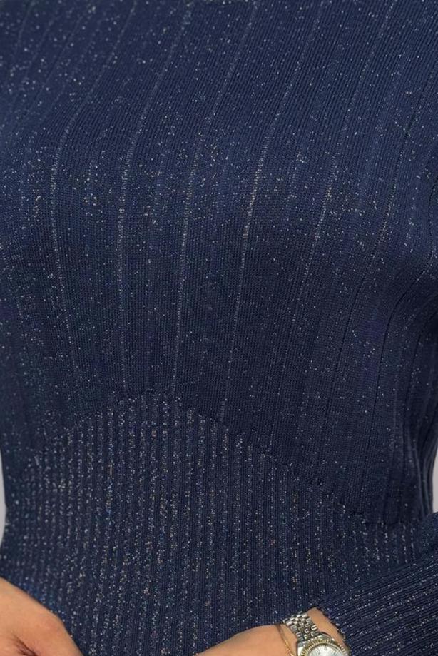 Hijab clothing NAVY BLUE KNITWEAR DRESS T 22381 - TRENDTESETTÜR