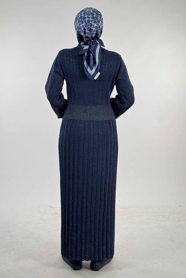 Hijab clothing NAVY BLUE KNITWEAR DRESS T 22381 - TRENDTESETTÜR