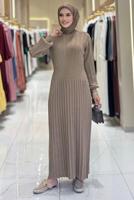 Tesettür giyim VİZON TRİKO ELBİSE T 22381