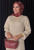 Tesettür giyim BEJ TRİKO ELBİSE T 22381