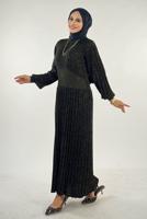 Tesettür giyim SİYAH TRİKO ELBİSE T 22381