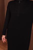 Hijab clothing BLACK ZIPPERED KNITWEAR DRESS T 4407
