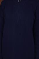 Hijab clothing NAVY BLUE ZIPPERED KNITWEAR DRESS T 4407