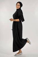 Tesettür giyim SİYAH SİMLİ TRİKO ELBİSE T 51381