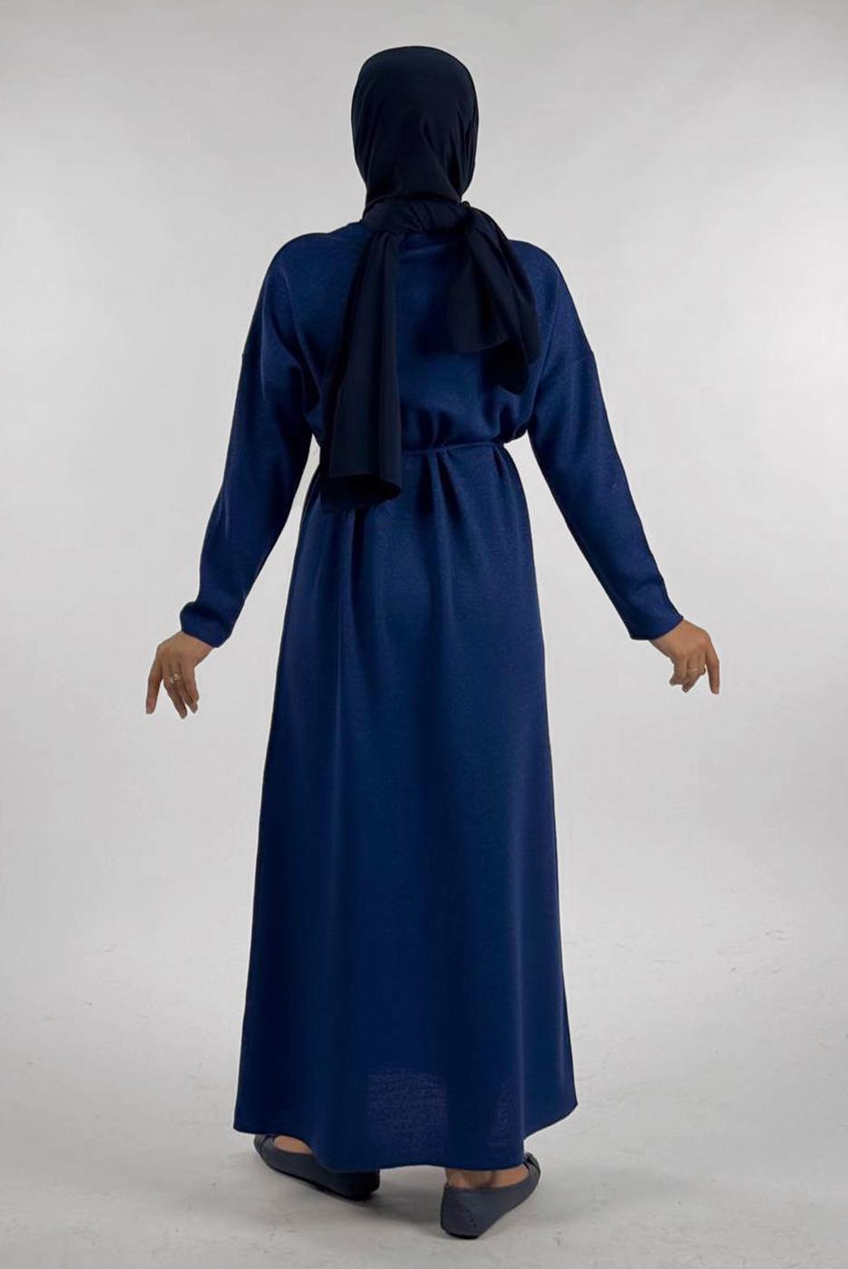 Vêtements hijab BLEU MARINE ROBE EN MAILLE BRILLANTE T 51381