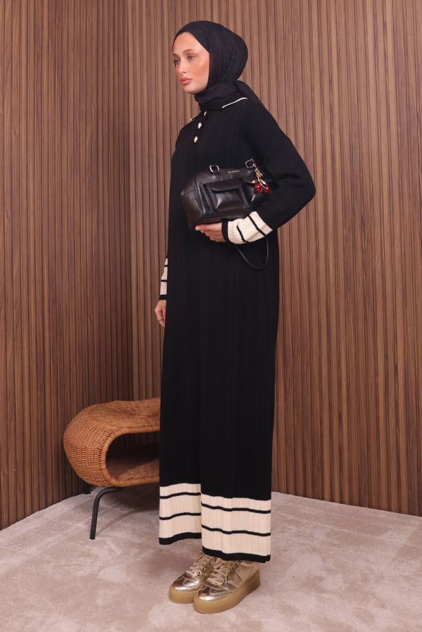 Vêtements hijab NOIR ROBE EN MAILLE T 5407 - TRENDTESETTÜR