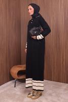 Tesettür giyim SİYAH TRİKO ELBİSE T 5407