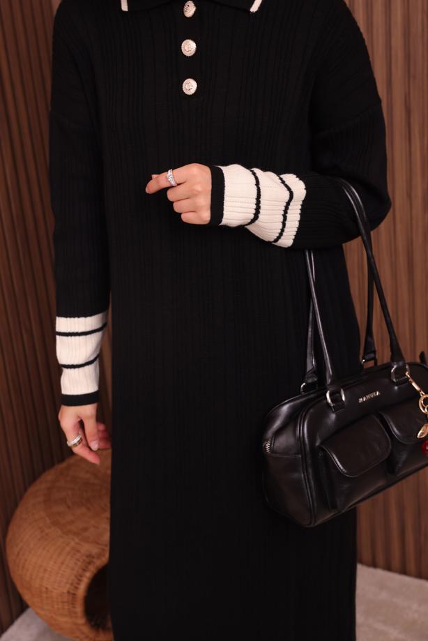 Vêtements hijab NOIR ROBE EN MAILLE T 5407 - TRENDTESETTÜR