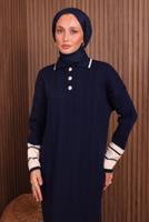 Hijab clothing NAVY BLUE KNITWEAR DRESS T 5407