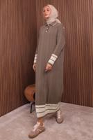 Tesettür giyim VİZON TRİKO ELBİSE T 5407