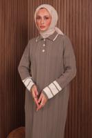 Tesettür giyim VİZON TRİKO ELBİSE T 5407