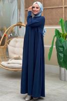 Tesettür giyim LACİVERT RAHAT ÖRME ELBİSE T 6206