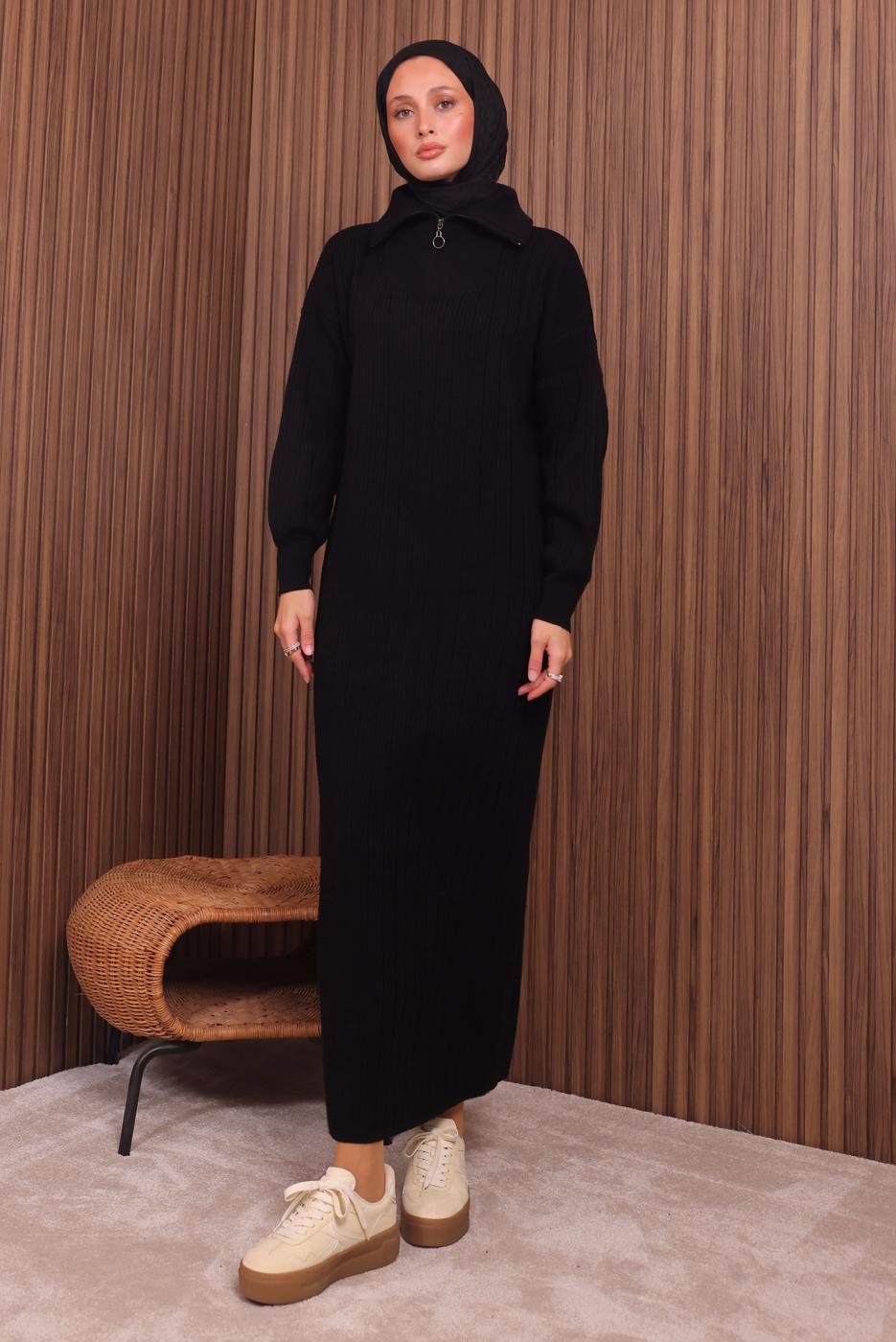 Vêtements hijab NOIR ROBE EN MAILLE T 6407