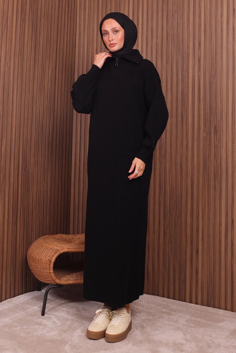 Vêtements hijab NOIR ROBE EN MAILLE T 6407