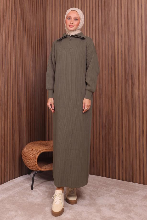Hijab clothing BROWN KNITWEAR DRESS T 6407 - TRENDTESETTÜR
