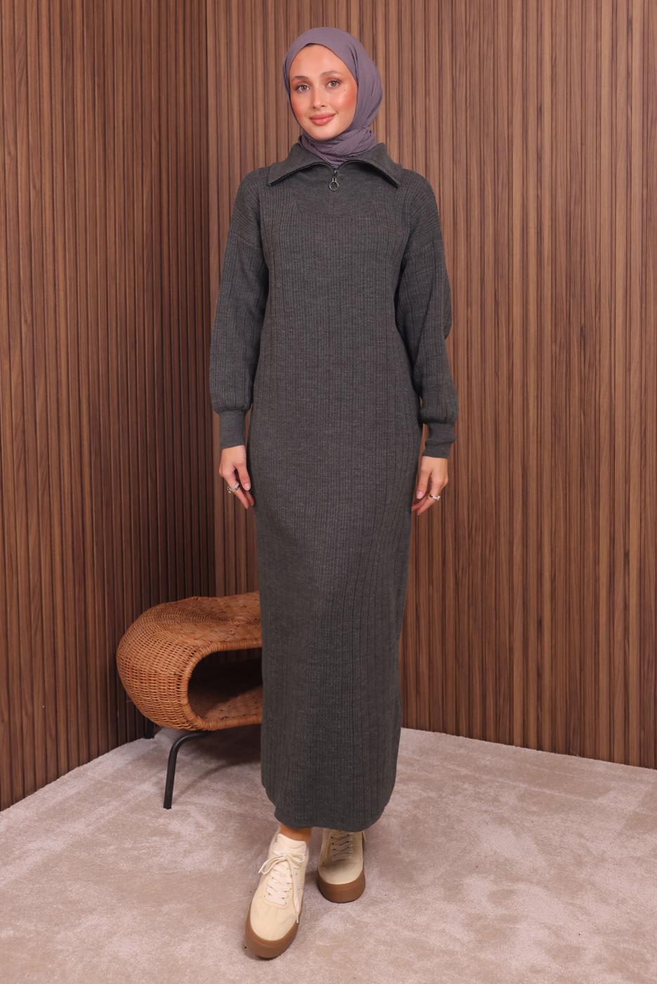 Vêtements hijab GRIS ROBE EN MAILLE T 6407