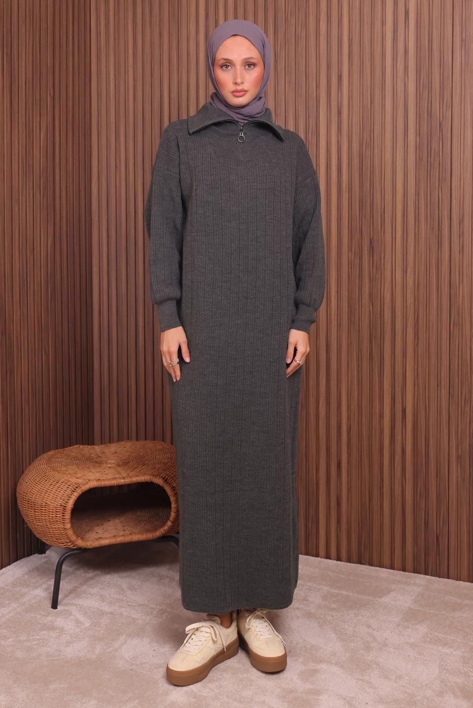 Vêtements hijab GRIS ROBE EN MAILLE T 6407