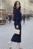 Tesettür giyim LACİVERT BOLEROLU TRİKO ELBİSE T 8744