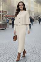 Tesettür giyim BEJ BOLEROLU TRİKO ELBİSE T 8744