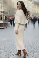 Tesettür giyim BEJ BOLEROLU TRİKO ELBİSE T 8744