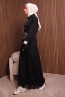 Tesettür giyim SİYAH T 9017 NSS FERMUARLI ELBİSE