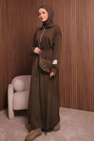Tesettür giyim KAHVE T 9017 NSS FERMUARLI ELBİSE