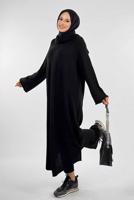 Vêtements hijab NOIR ROBE EN MAILLE À COL ROULÉ T 90281