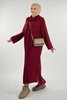 Vêtements hijab ROUGE BORDEAUX ROBE EN MAILLE À COL ROULÉ T 90281