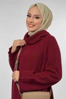 Vêtements hijab ROUGE BORDEAUX ROBE EN MAILLE À COL ROULÉ T 90281