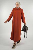 Vêtements hijab BRUN ROBE EN MAILLE À COL ROULÉ T 90281