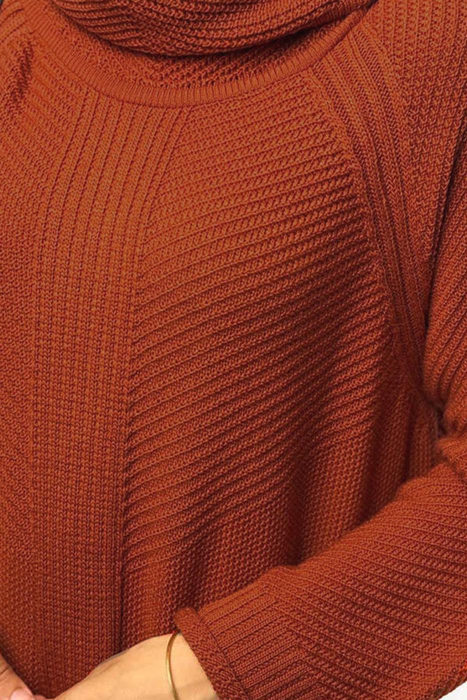 Vêtements hijab BRUN ROBE EN MAILLE À COL ROULÉ T 90281