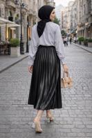 Tesettür giyim SİYAH PİLİSELİ ETEK T 0654