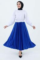 Tesettür giyim LACİVERT PİLİSELİ ETEK T 0654