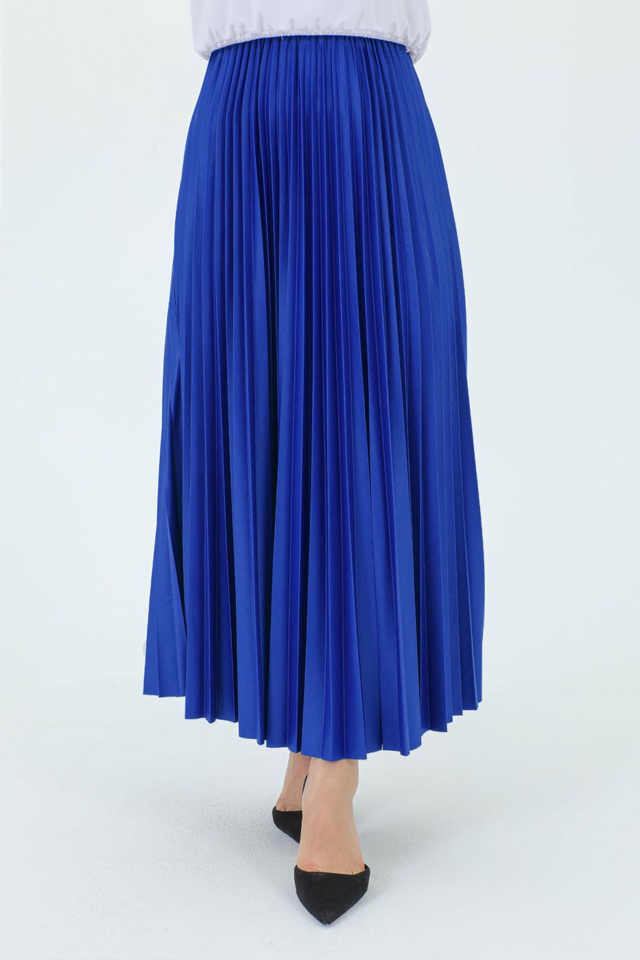 Tesettür giyim LACİVERT PİLİSELİ ETEK T 0654