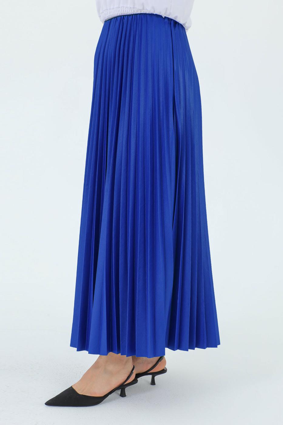 Tesettür giyim LACİVERT PİLİSELİ ETEK T 0654