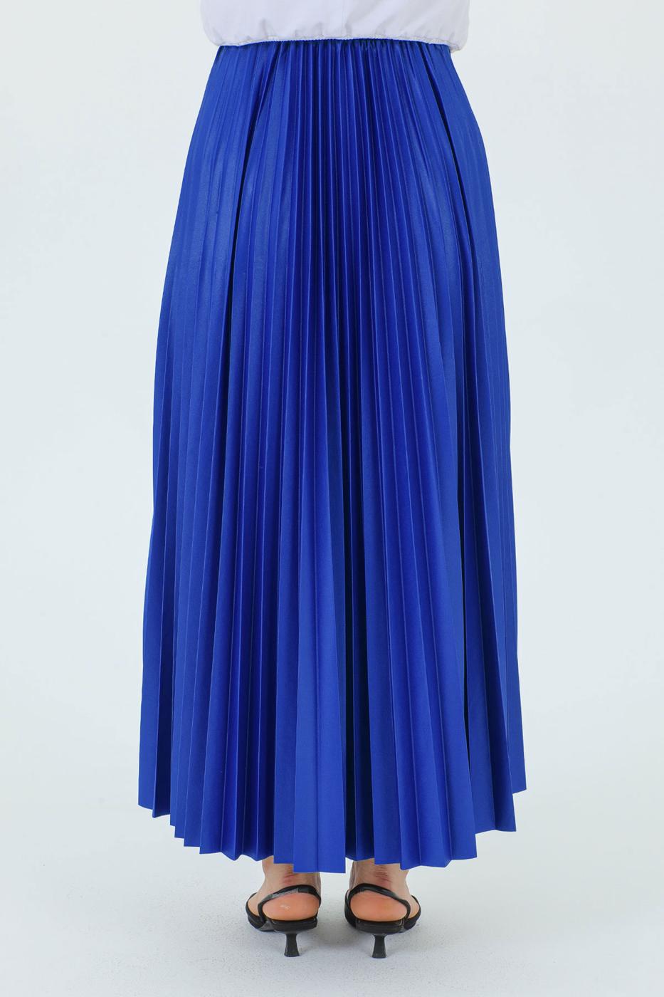 Tesettür giyim LACİVERT PİLİSELİ ETEK T 0654