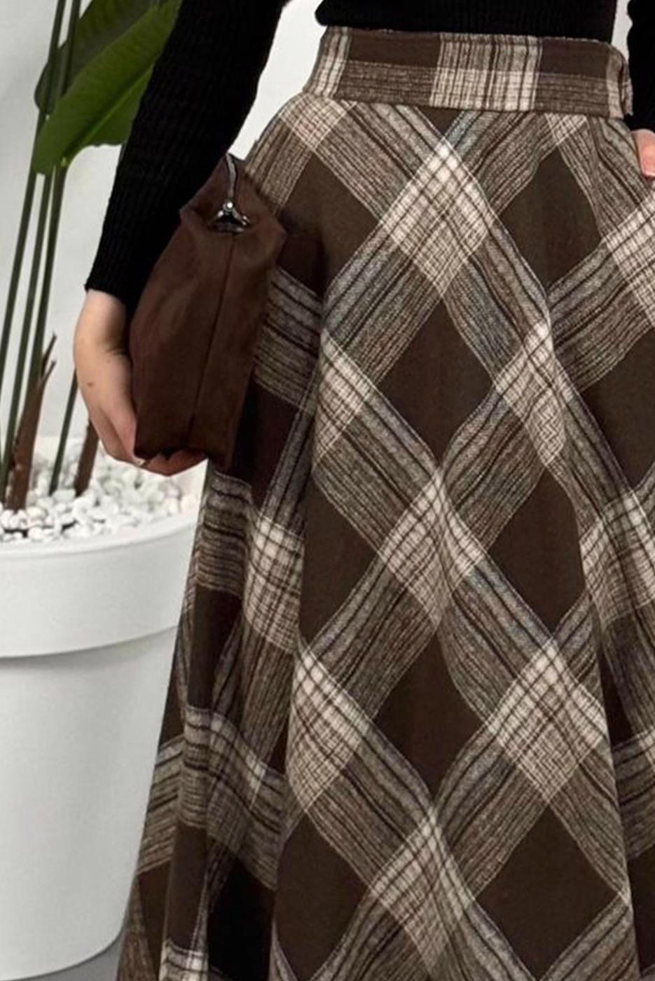 Tesettür giyim BEJ EKOSE ETEK T 4205