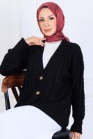 Tesettür giyim SİYAH TRİKO HIRKA T 0004