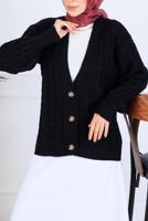 Tesettür giyim SİYAH TRİKO HIRKA T 0004