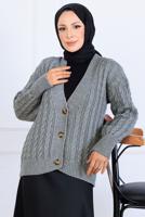 Tesettür giyim GRİ TRİKO HIRKA T 0004