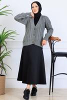 Tesettür giyim GRİ TRİKO HIRKA T 0004