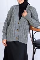 Tesettür giyim GRİ TRİKO HIRKA T 0004