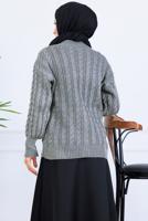 Tesettür giyim GRİ TRİKO HIRKA T 0004
