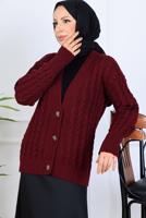 Tesettür giyim BORDO TRİKO HIRKA T 0004