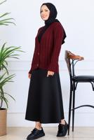 Tesettür giyim BORDO TRİKO HIRKA T 0004