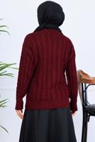 Tesettür giyim BORDO TRİKO HIRKA T 0004