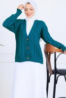 Tesettür giyim MAVİ TRİKO HIRKA T 0004
